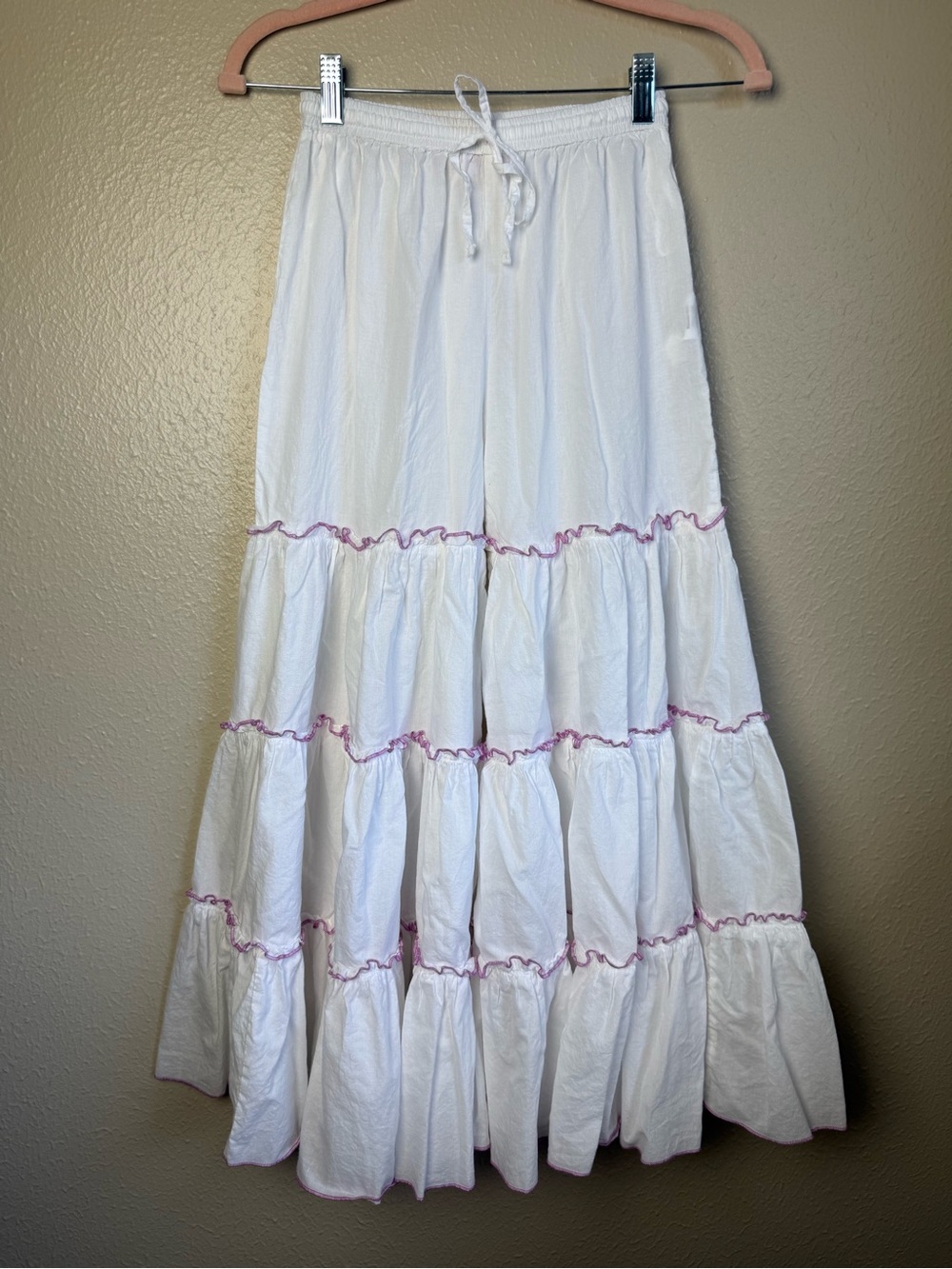 Biba white tiered cotton sharara pants